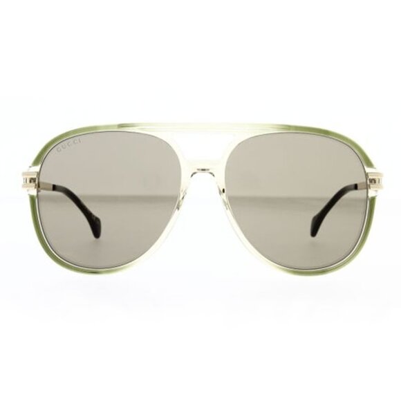 NEW GUCCI AVIATOR SUNGLASSES GUCCI GG1104S 003 GREEN BROWN EYEWEAR - Picture 2 of 3